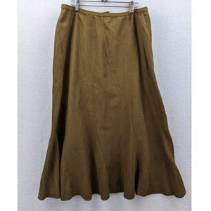 Napa Valley Womens Faux Suede Maxi Skirt Size 18W Brown Lagenlook Maude Style